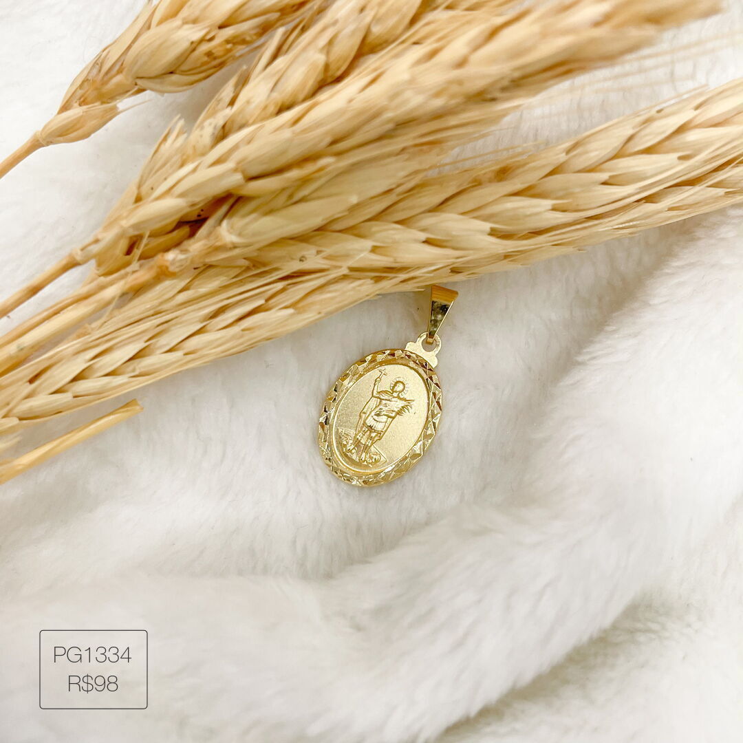 Pingente Medalha de Santo Expedito Liso Dourado